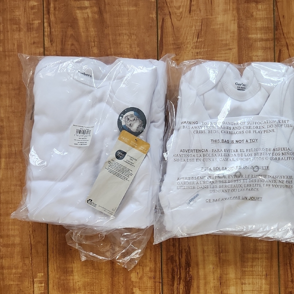 Gerber Classic White Baby Bodysuits in each pack